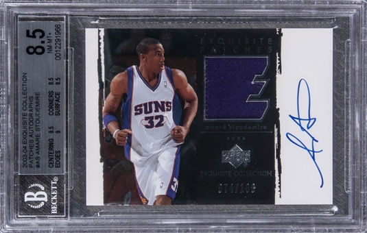 2003-04 UD "Exquisite Collection" Patches Autographs #AS Amare Stoudamire Signed Game Used Patch Card (#074/100) - BGS NM-MT+ 8.5/BGS 10